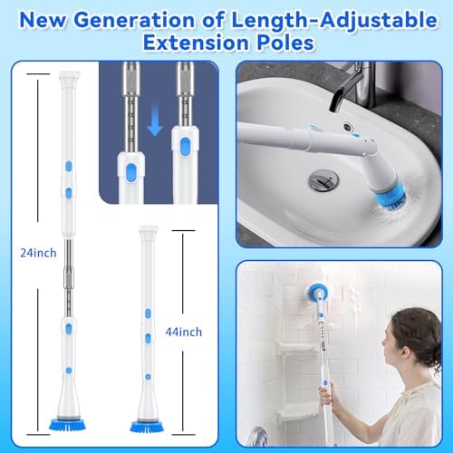 SIMWAL Electric Spin Scrubber with 7 Brush Heads and Extension Handle