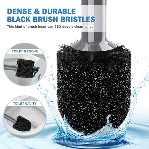 Heavy Duty Toilet Brush and Plunger Set - Black