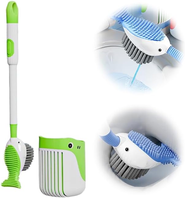 Rewdut Toilet Brush Set with Holder and Silicone Bristles