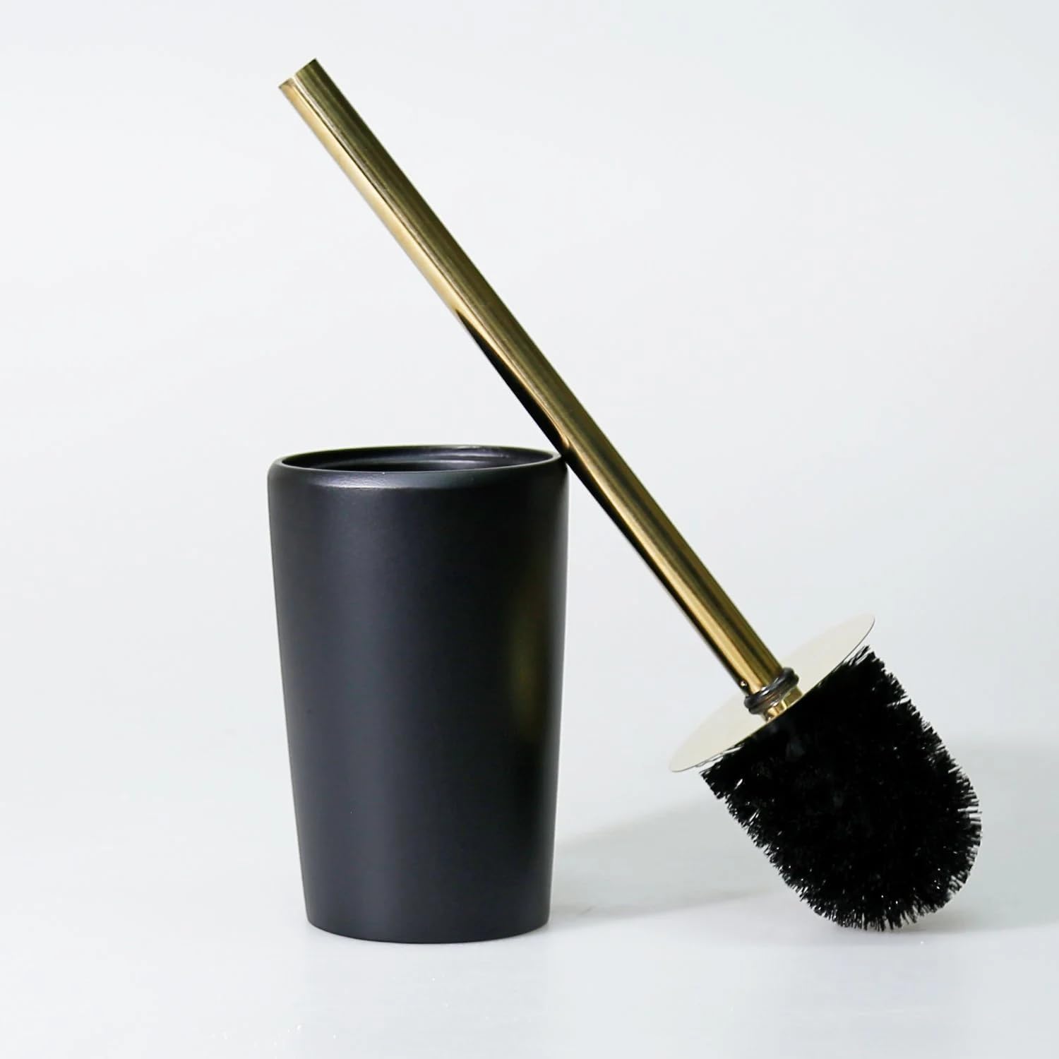 Conical Toilet Brush with Holder - Black