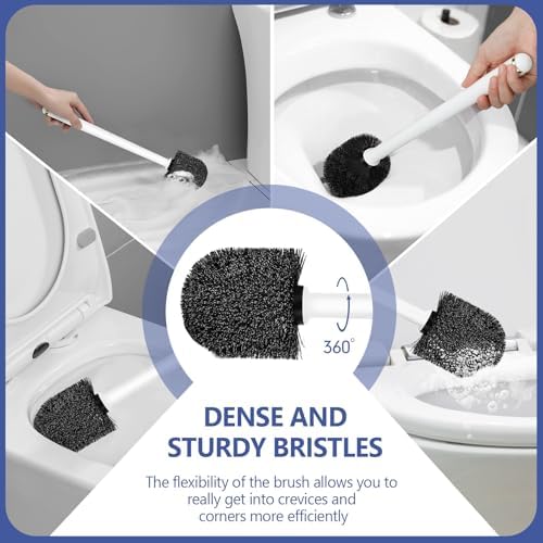 NairSnow Gold and White Toilet Brush Set with Auto-Opening and Ventilated Base