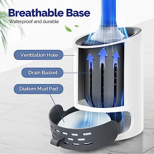 Hamitor Toilet Brush Holder Set with Silicone Brush and Refillable Handle