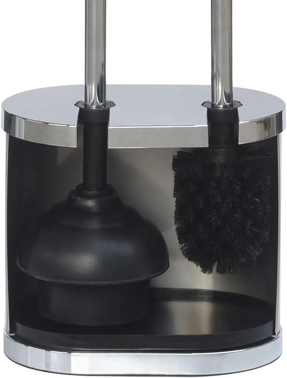 Brushed Nickel Toilet Brush and Plunger Set
