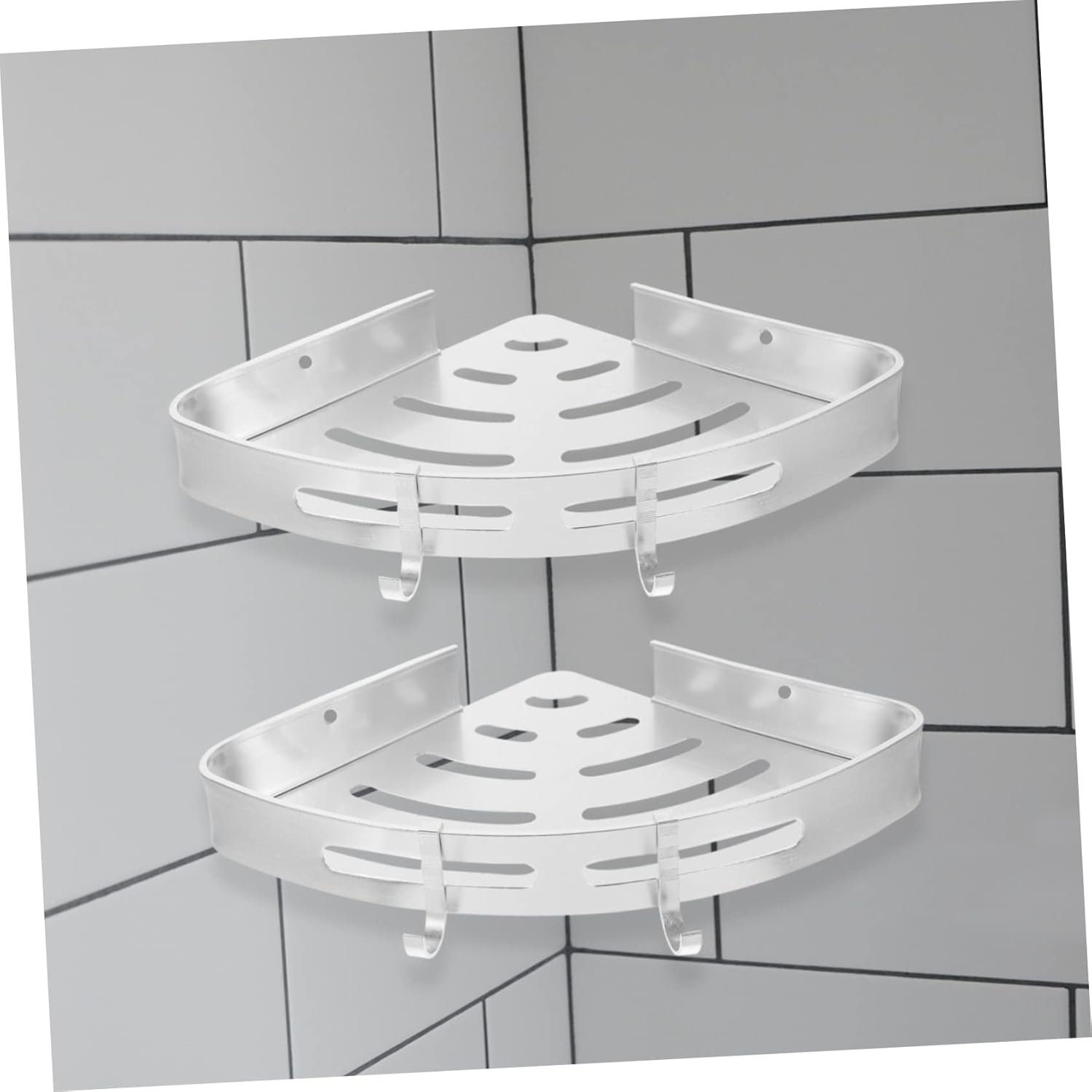 Zerodeko 2-Tier Aluminum Shower Organizer with Hooks