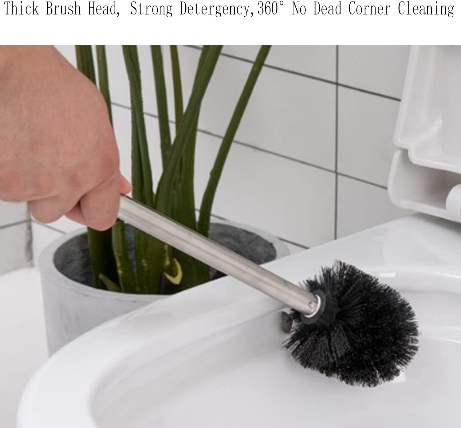4PCS Toilet Brush with Stainless Steel Handle for Effective Bathroom Cleaning