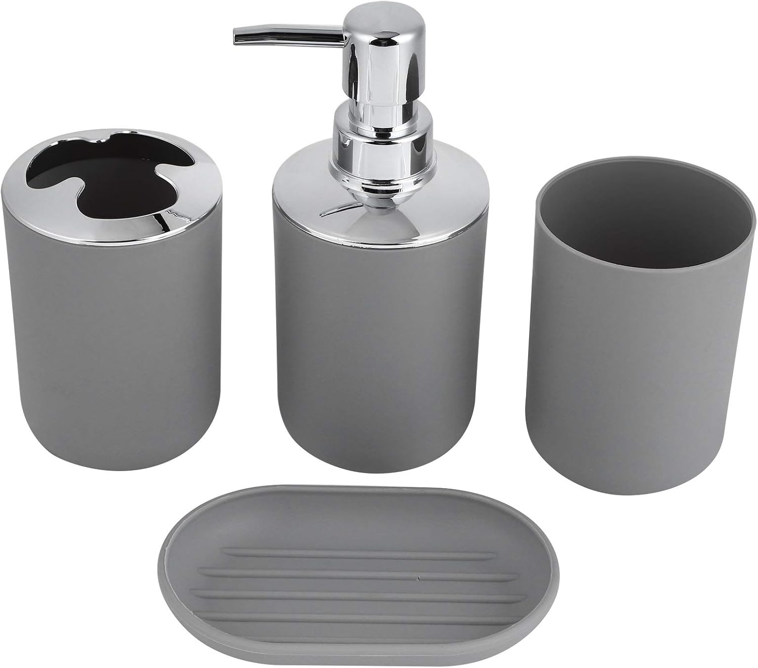 4 Piece Bathroom Accessory Set in Grey 1