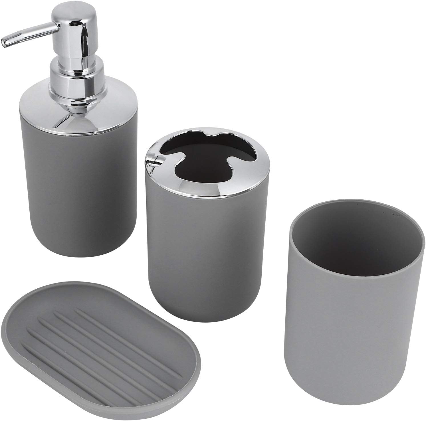 PerGar 4-Piece Bathroom Accessories Set Gray