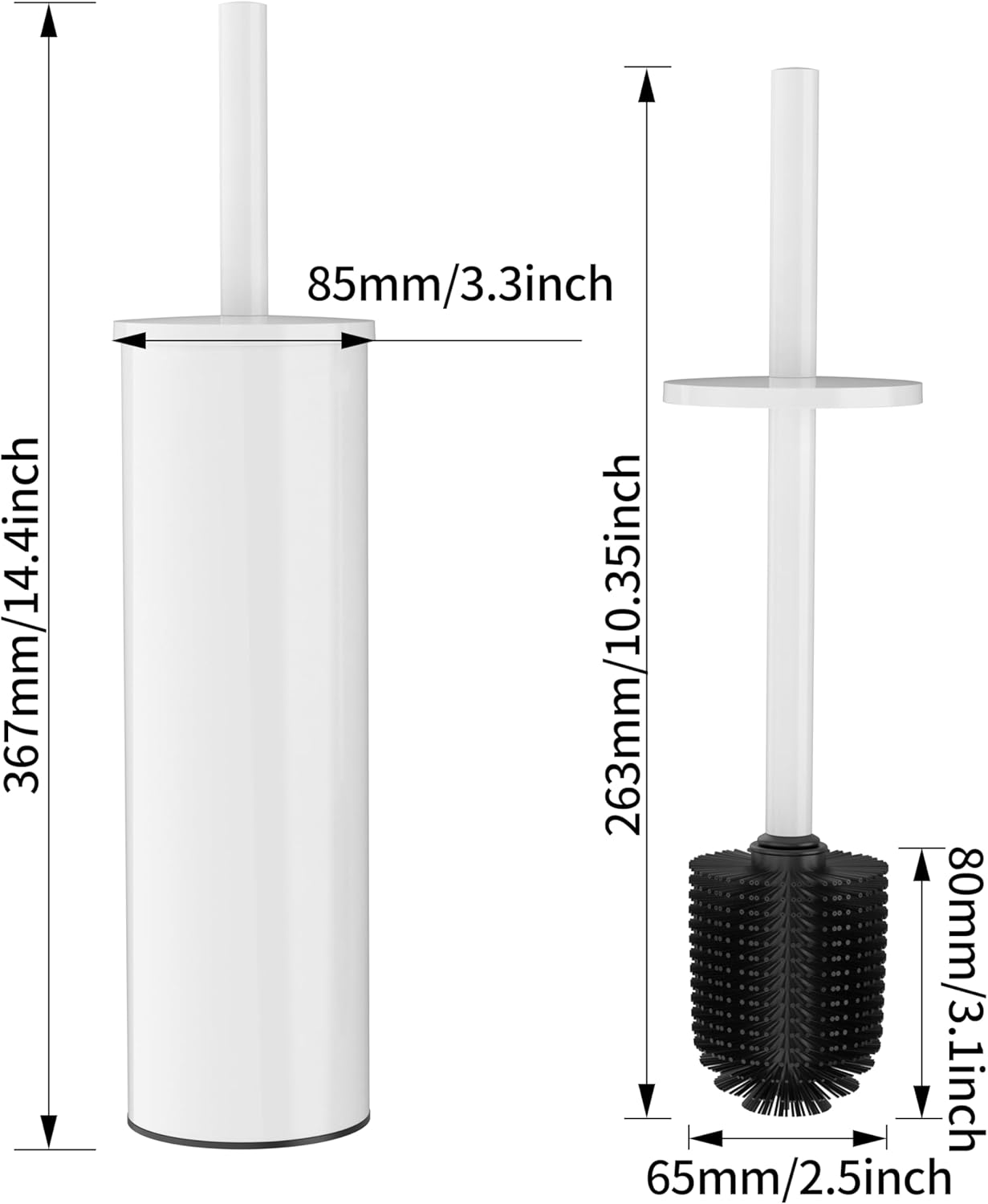 WZKALY Toilet Brush and Holder Set White