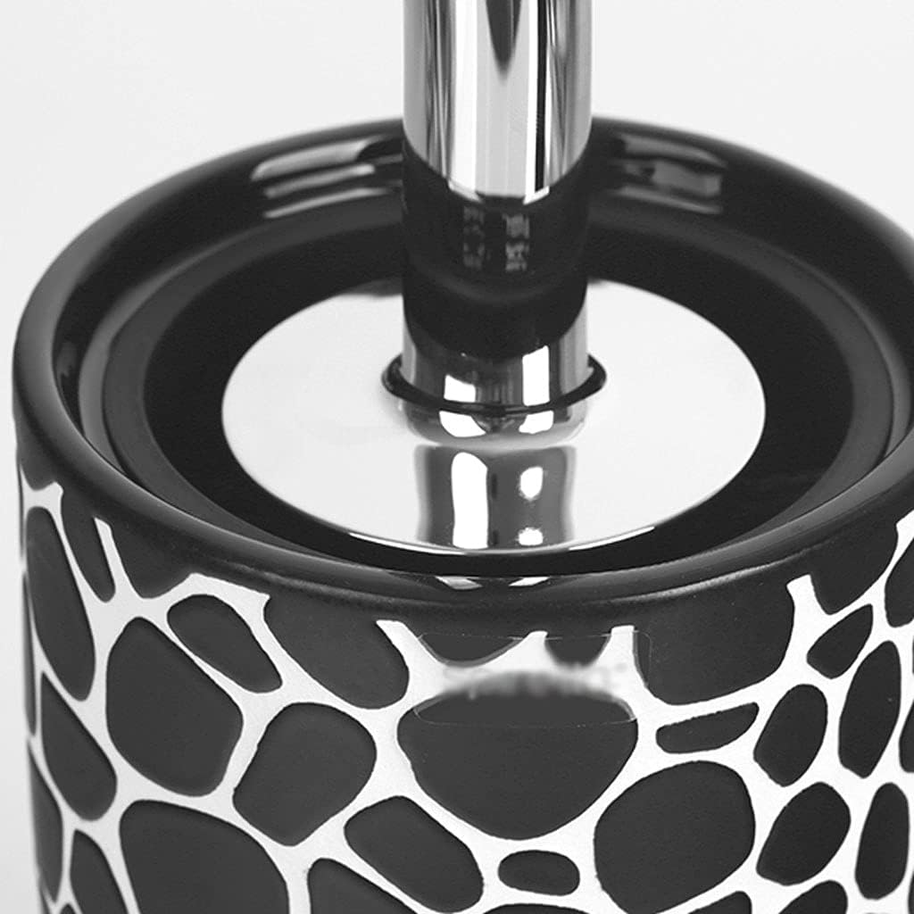 Pebble Pattern Toilet Brush with Stand Ceramic Set