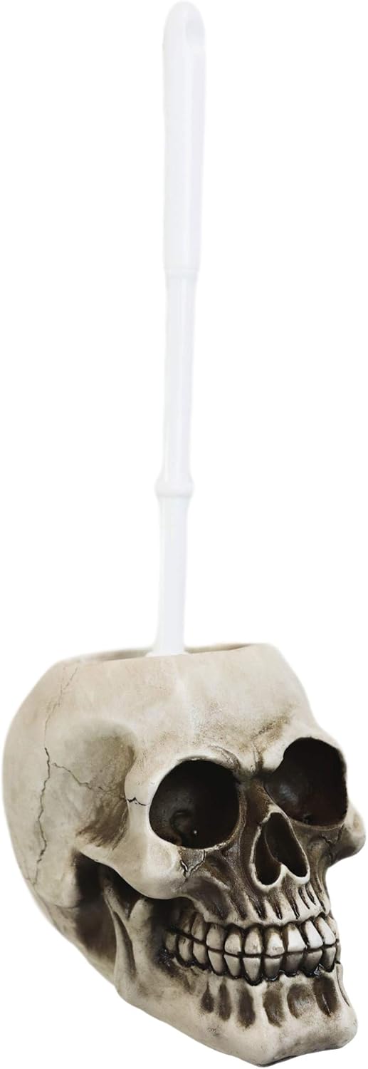 Ebros Gift Ossuary Skull Toilet Brush Set 1