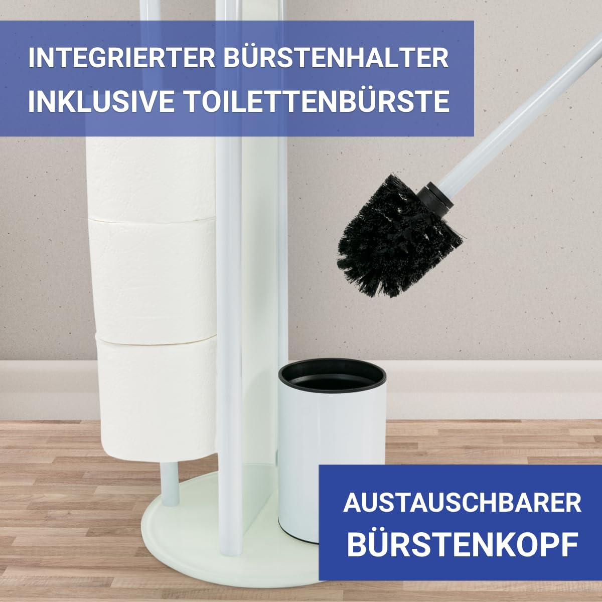 WENKO Ravina 3-in-1 Toilet Brush and Paper Holder