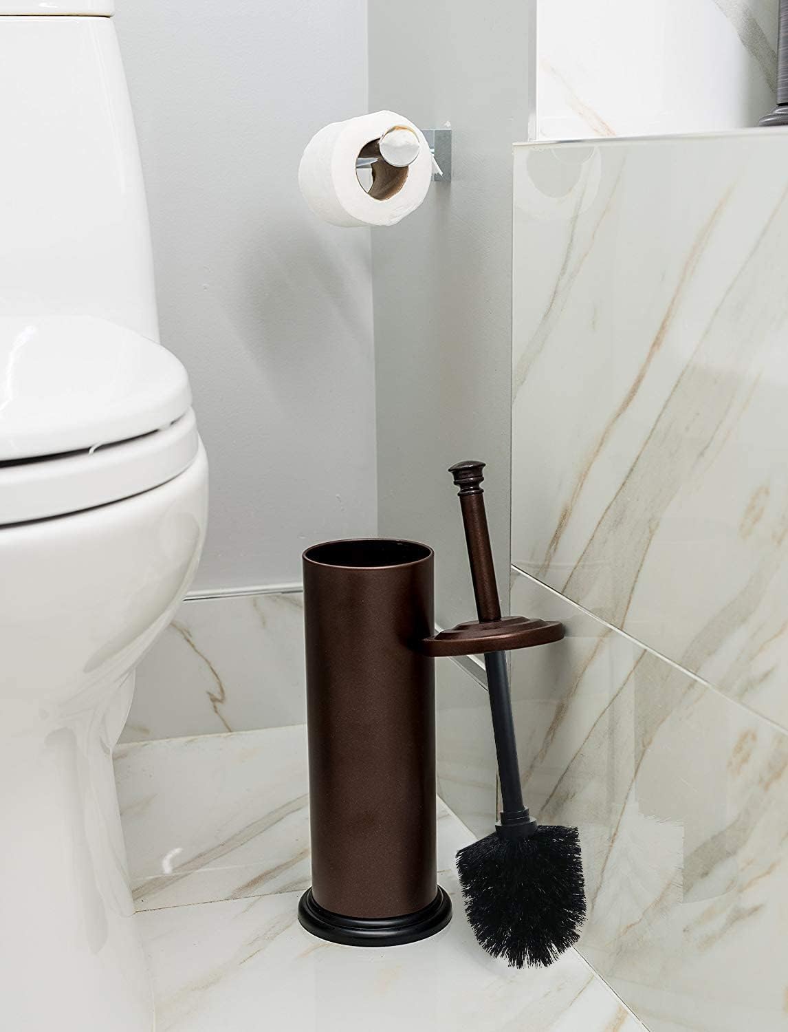 Estilo Stainless Steel Toilet Brush with Holder - Bronze Bathroom Set