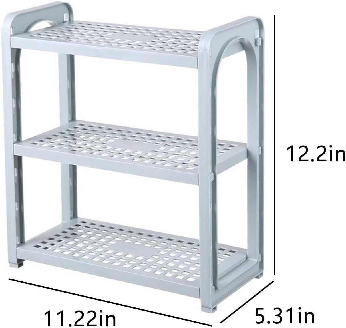 Typutomi 3 Tier Adjustable Plastic Shelf Organizer