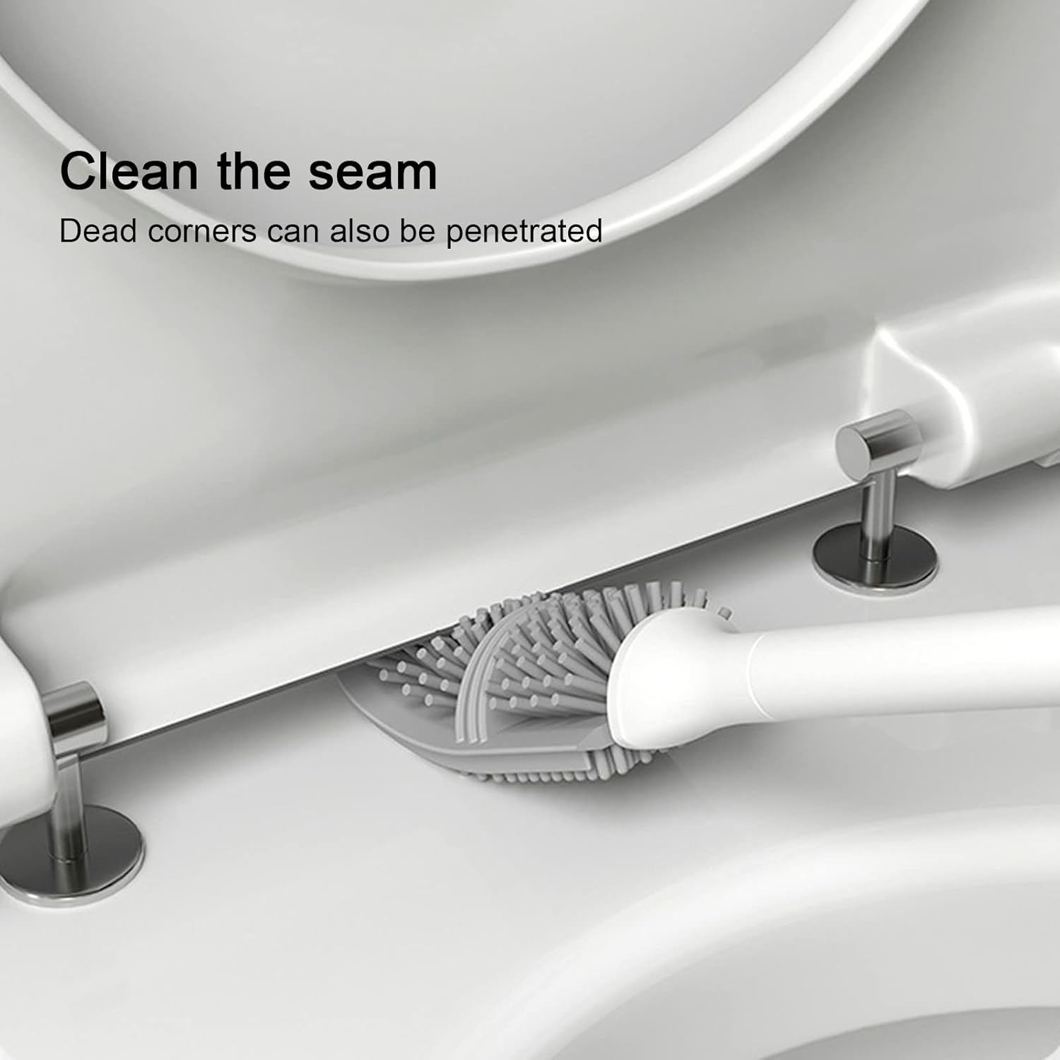 Silicone Toilet Bowl Brush with Holder Set Gray