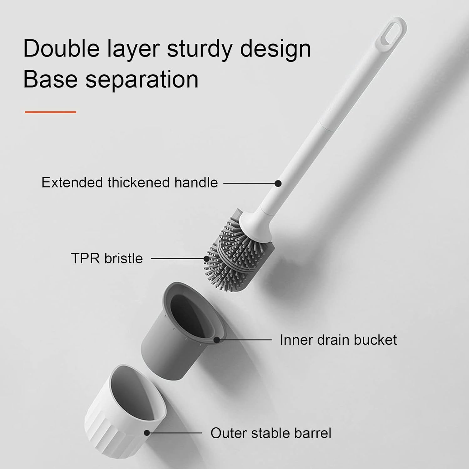 Silicone Toilet Bowl Brush with Holder Set Gray
