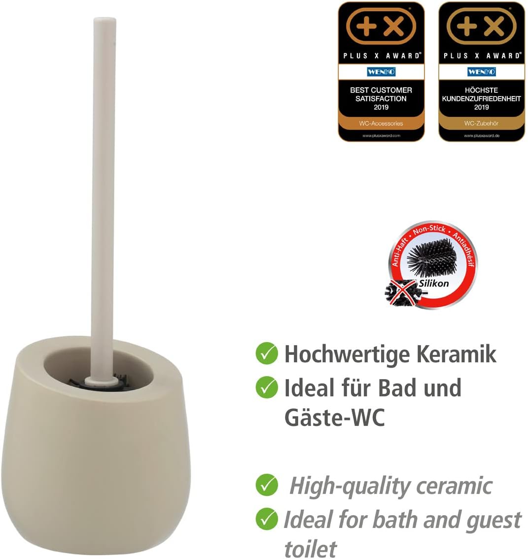 Wenko Badi Toilet Brush Holder - Ceramic Beige 135 x 38 x 135 cm