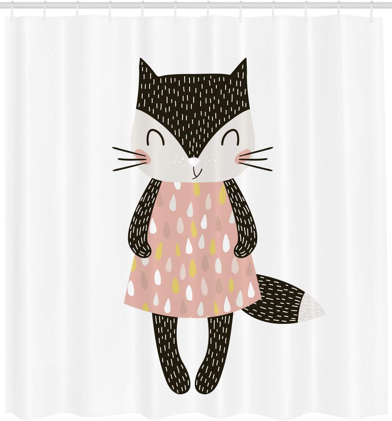 Ambesonne Cat Shower Curtain Set with Hooks