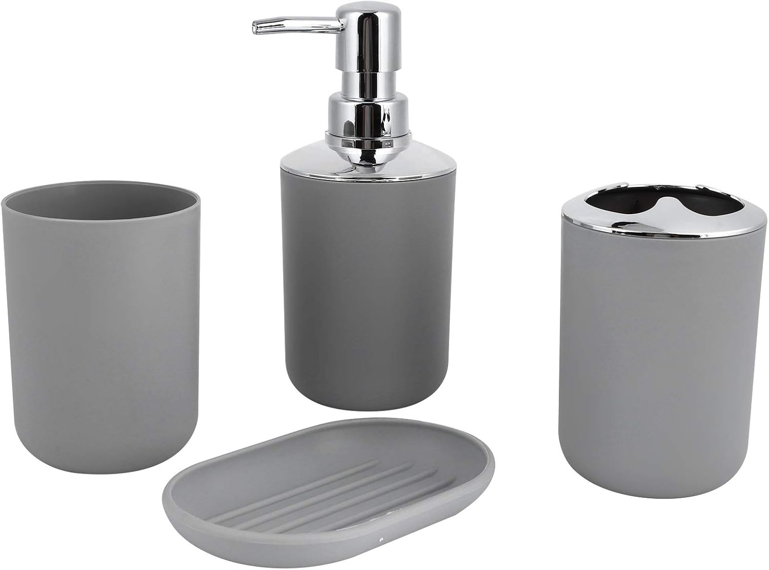 PerGar 4-Piece Bathroom Accessories Set Gray