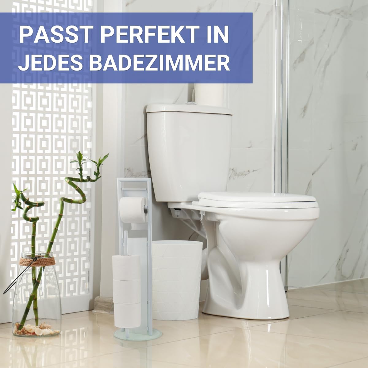 WENKO Ravina 3-in-1 Toilet Brush and Paper Holder
