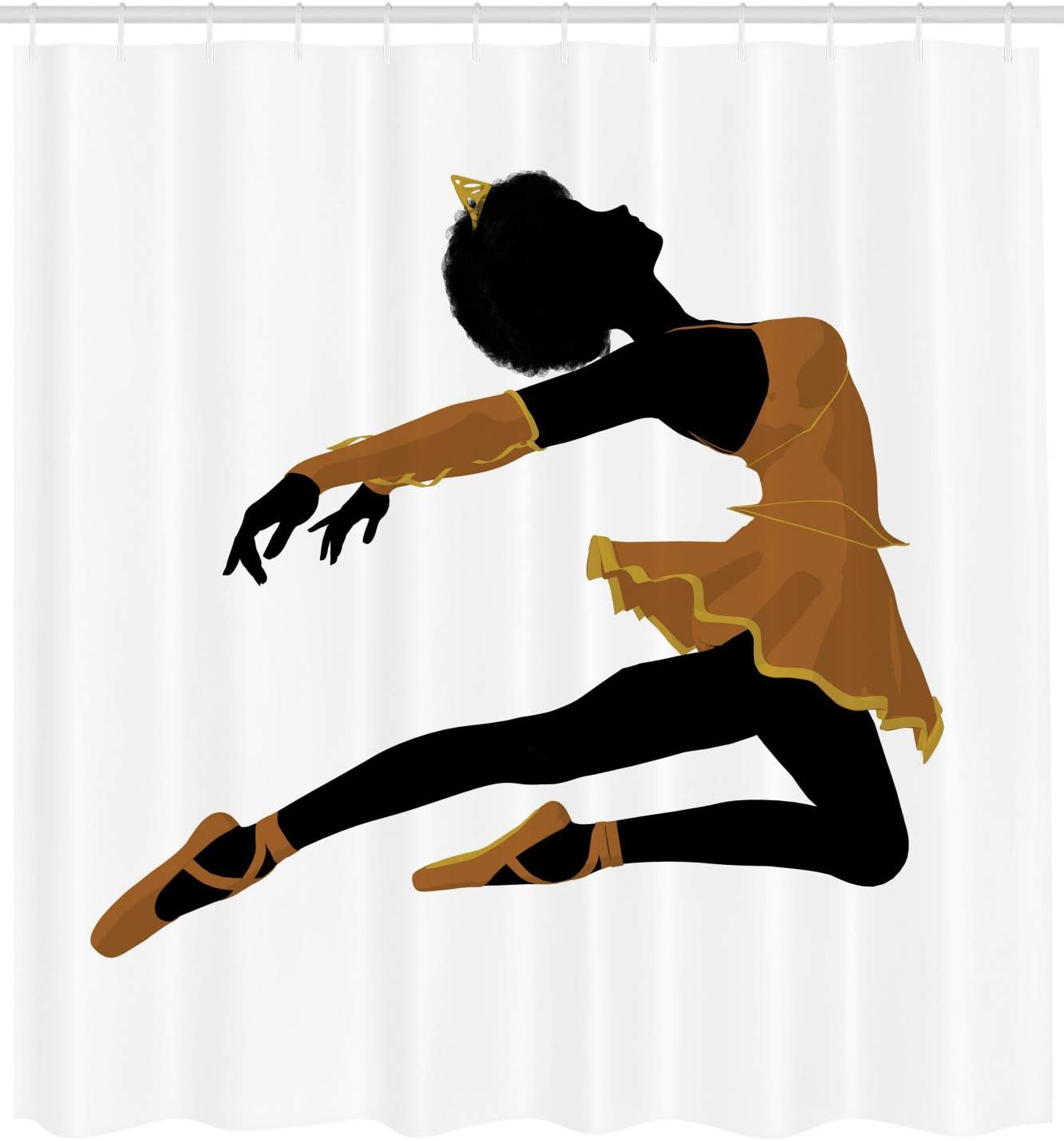 Ambesonne Ballet Shower Curtain with 12 Hooks Pale Coffee and Black