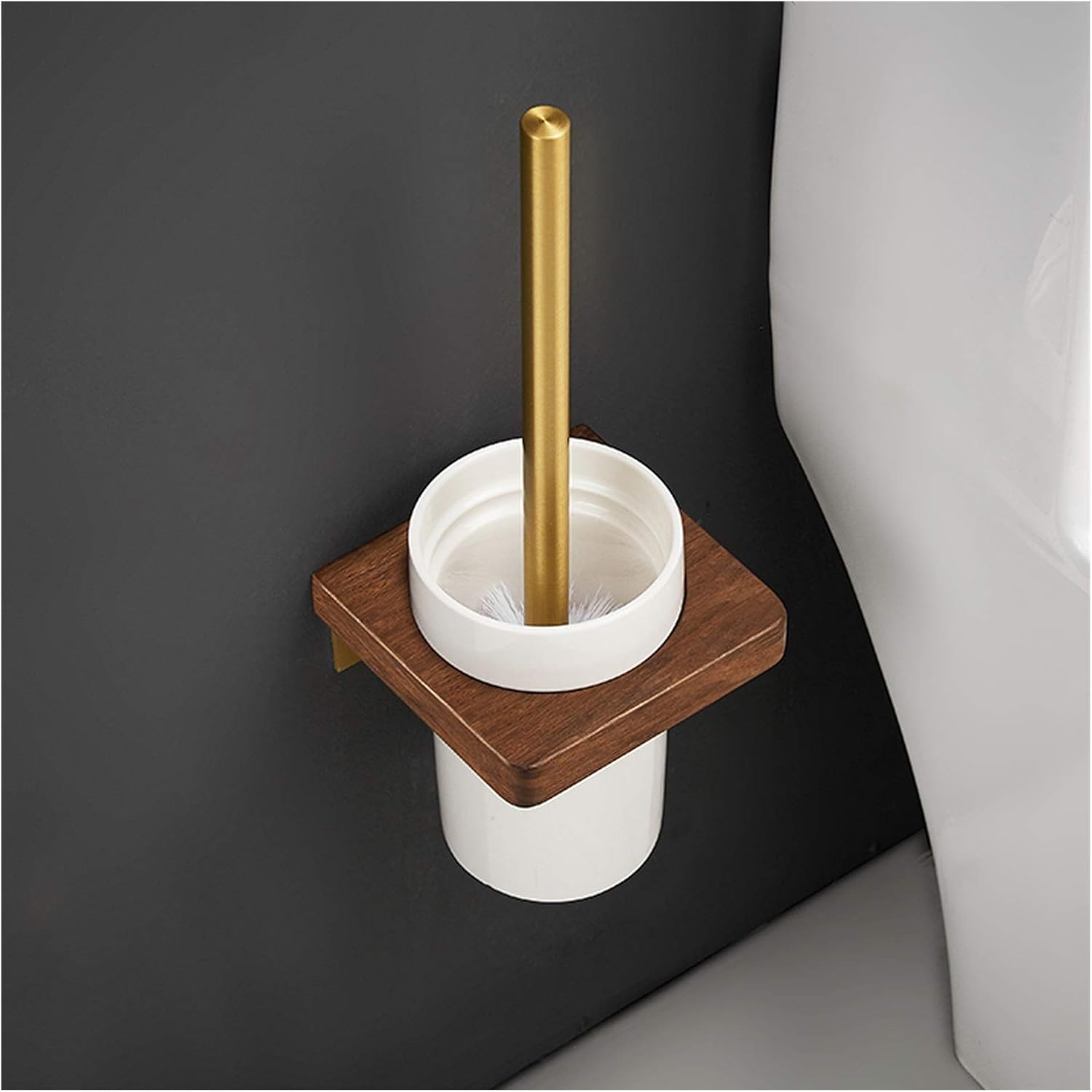 UNNS Toilet Brush with Holder Wall-Mounted Ceramic