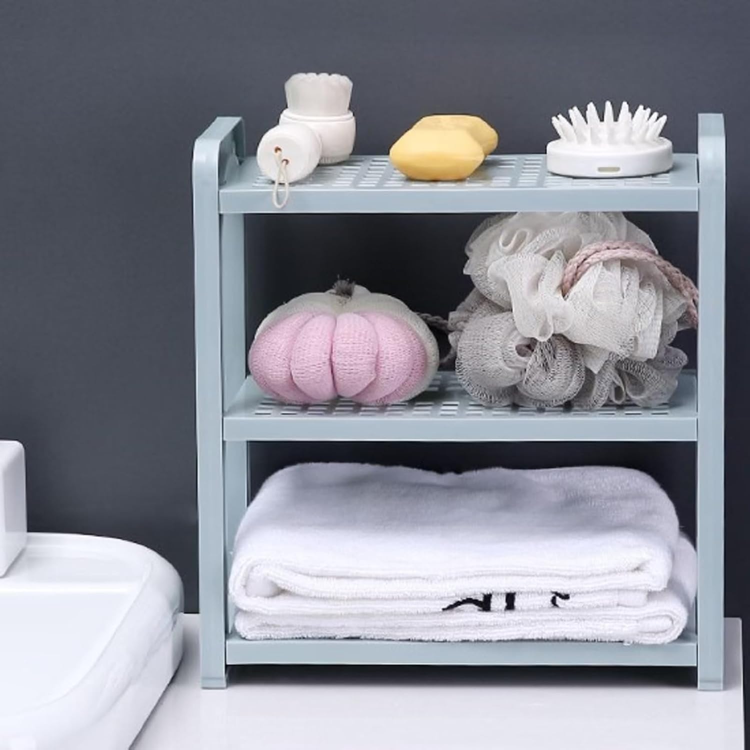 Typutomi 3 Tier Adjustable Plastic Shelf Organizer