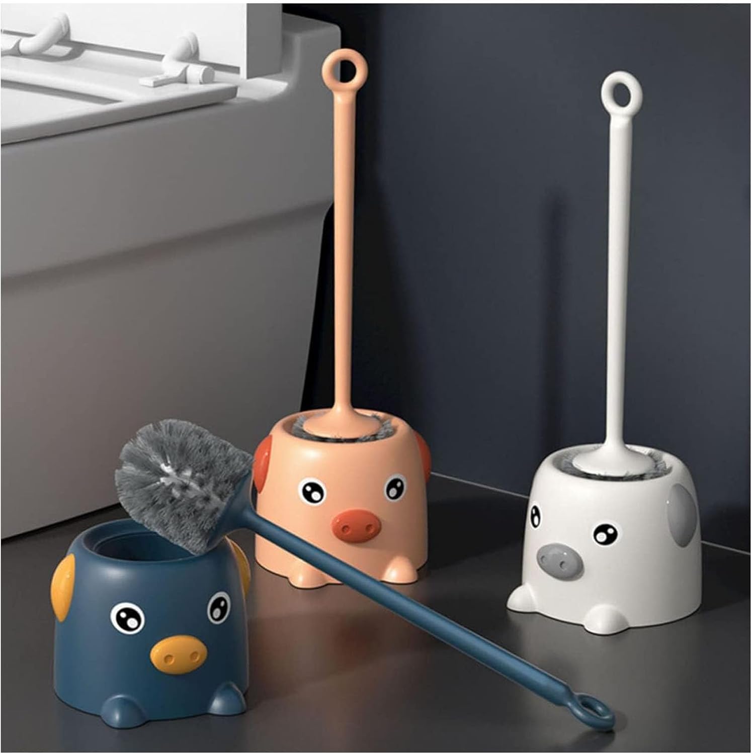 UINGBPXT Pink Toilet Brush with Holder and Plunger Combo 1