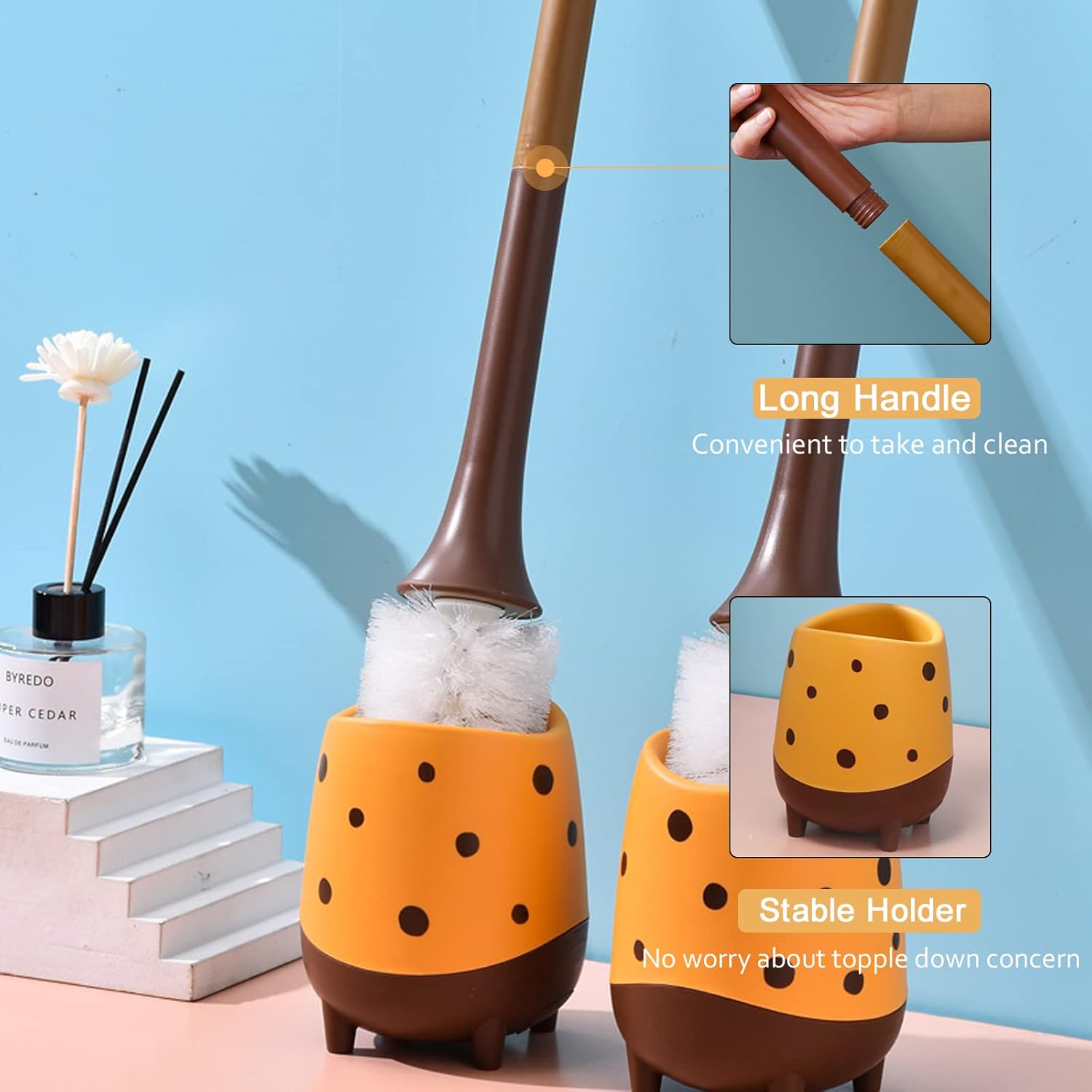 XXFLOWER Giraffe Toilet Brush Compact Cute Design