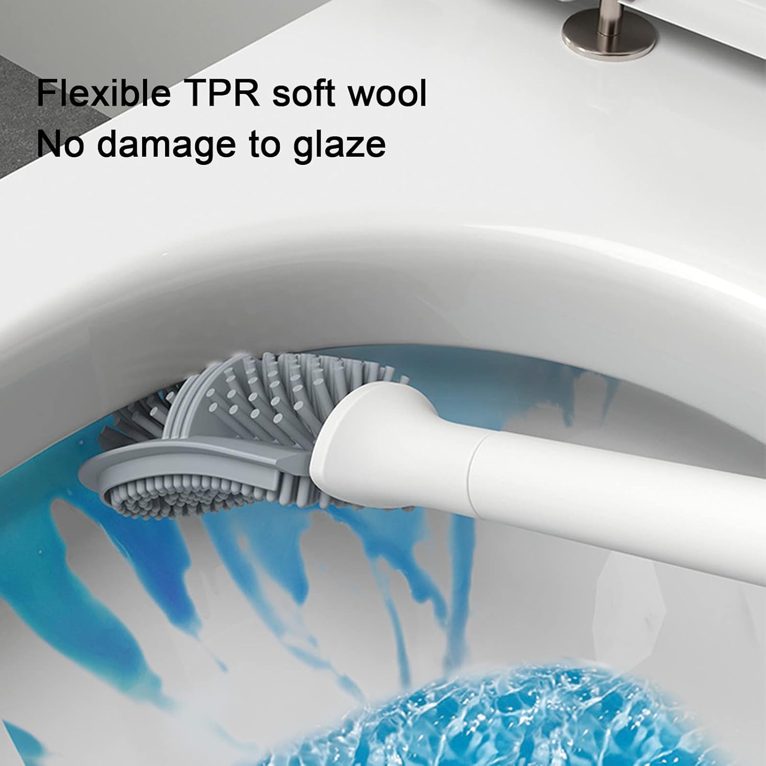 Silicone Toilet Bowl Brush with Holder Set Gray