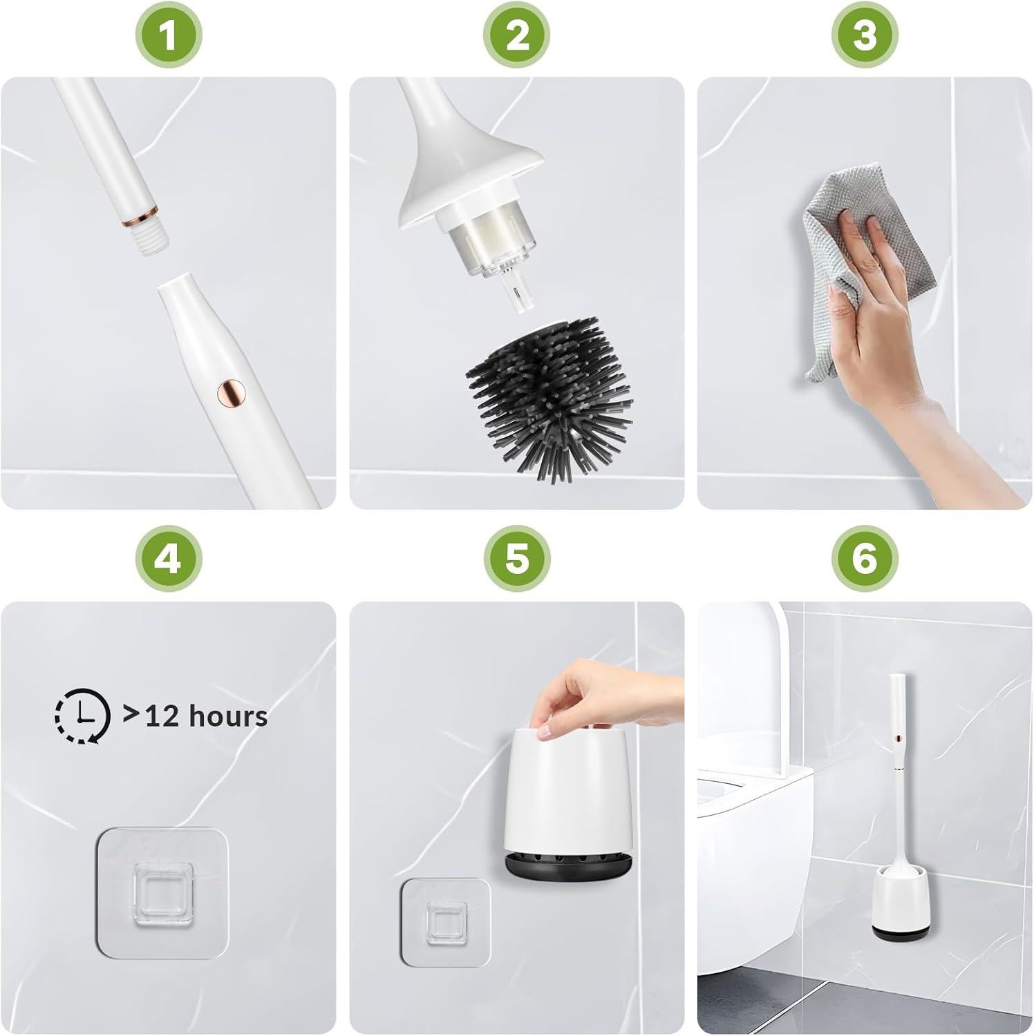 Electric Toilet Brush with Self-Cleaning Light and Ventilated Base 1