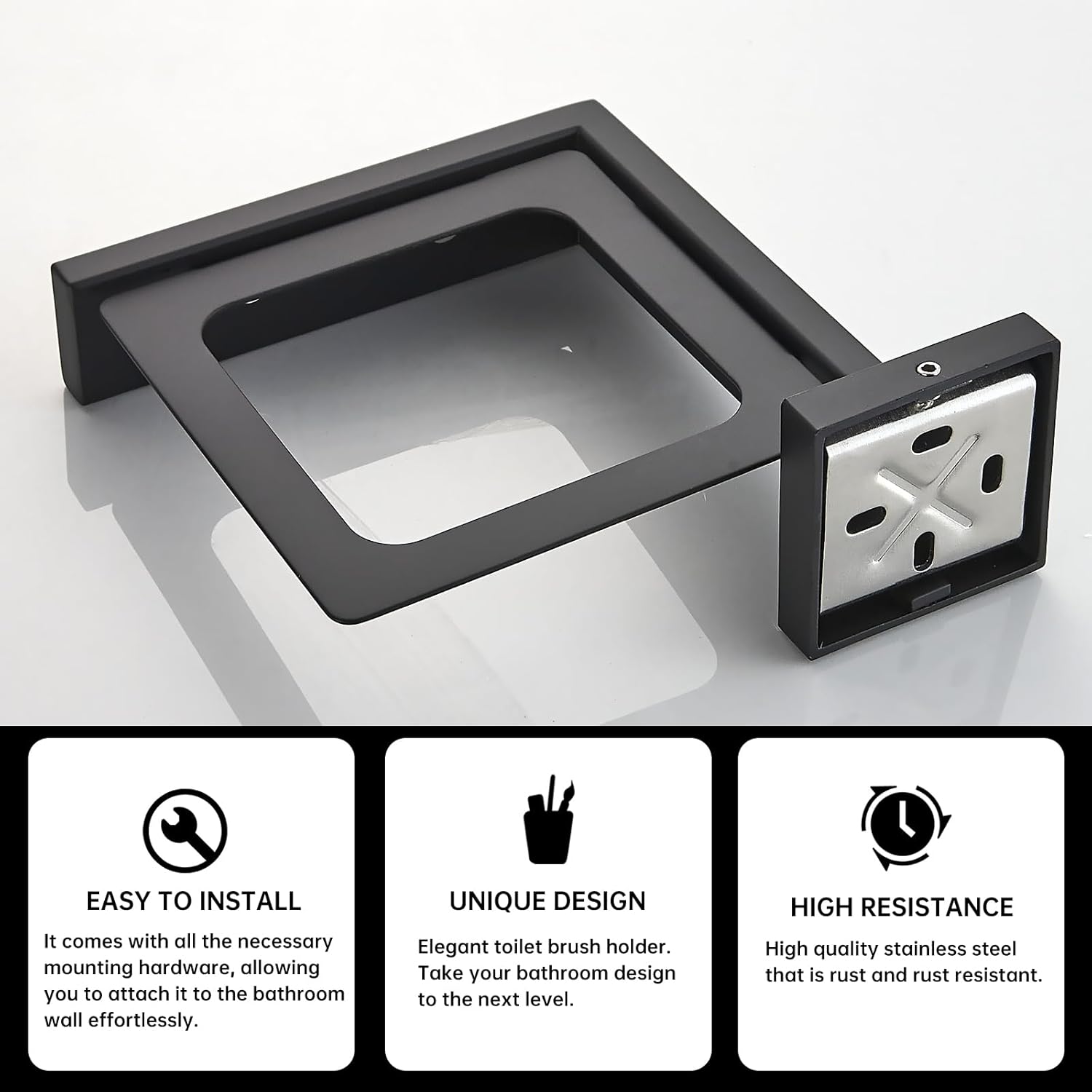 TINYROW Glass Wall Mounted Toilet Brush and Holder