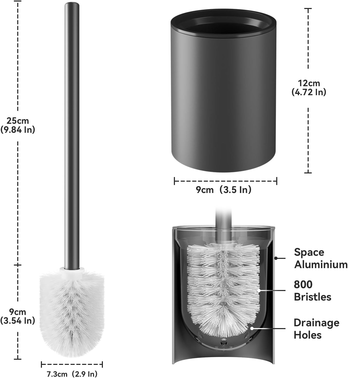 Esusom Toilet Brush and Holder Set with Durable Bristles