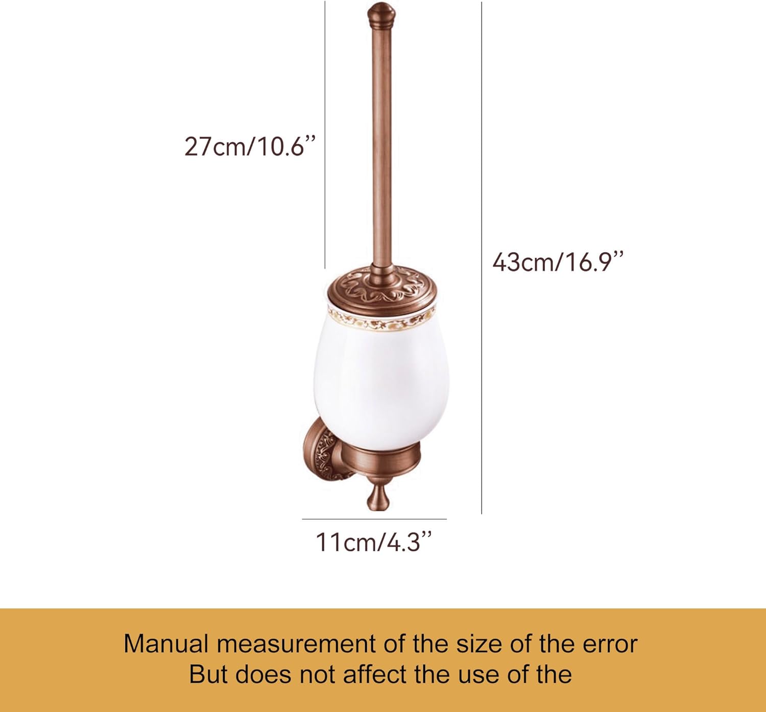 Red Copper Toilet Brush Holder Set with Pattern Carving Design
