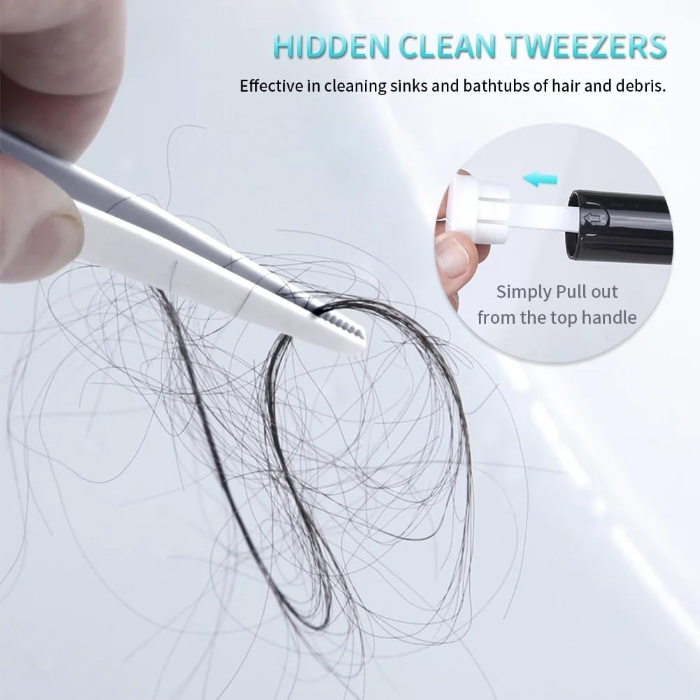 Efficient Toilet Brush and Holder Set with Tweezers