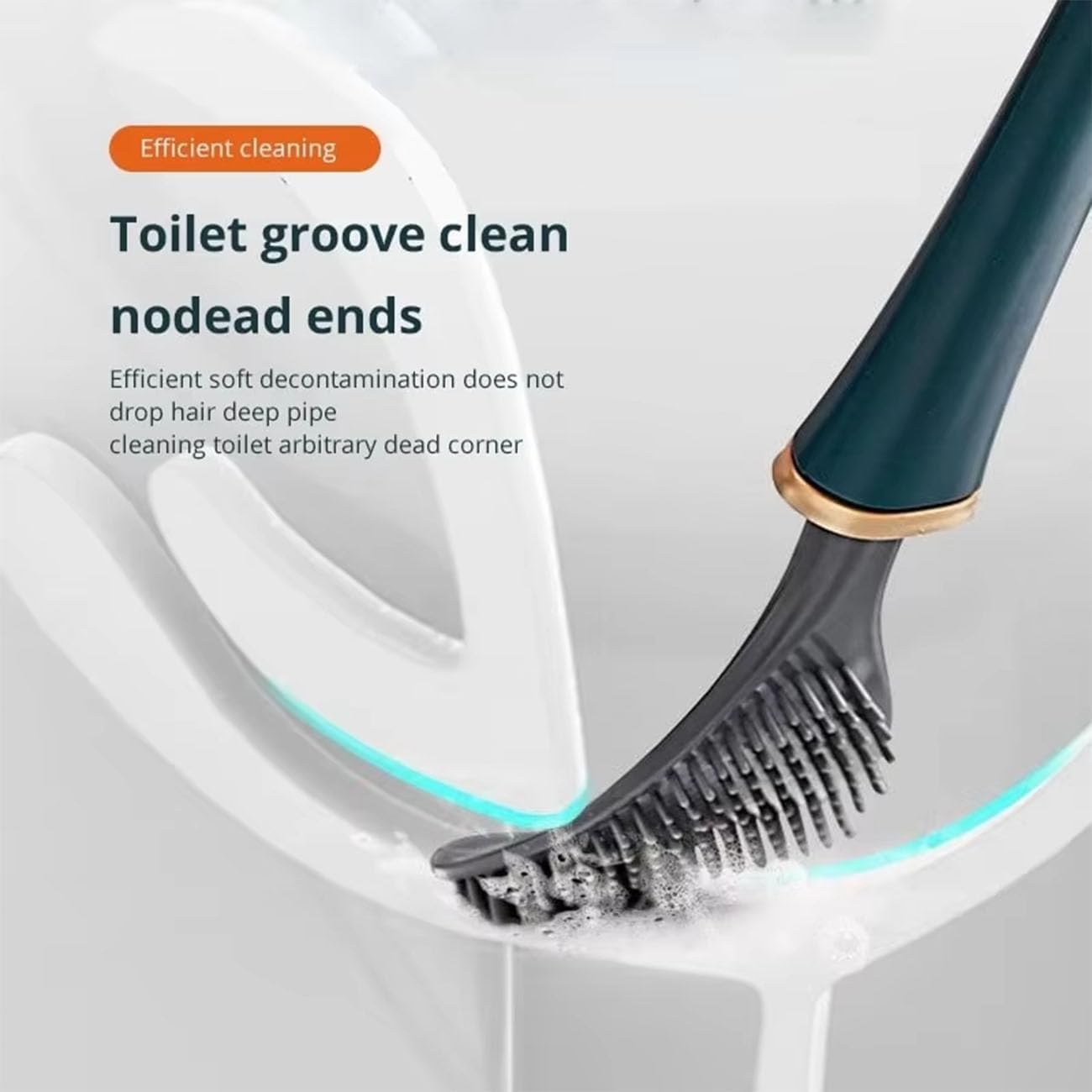 Modern Flexible Silicone Toilet Brush and Holder Set Green
