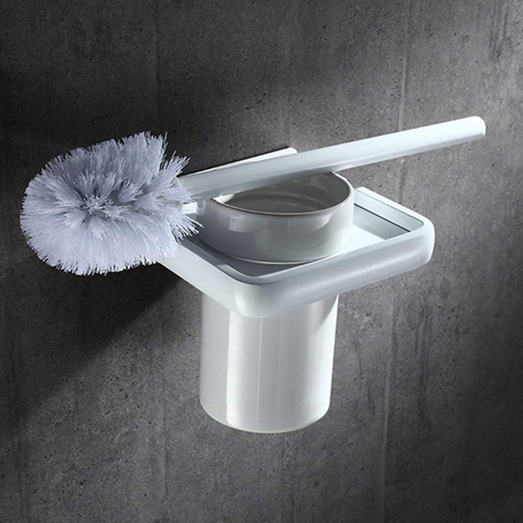 LUDSUY Wall-Mounted Nordic Space Aluminum Toilet Brush Set