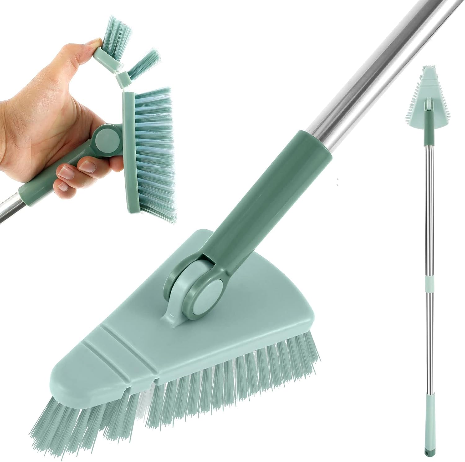 SAEHAEYEE Triangle Shower Floor Brush with Flexible Head and Long Handle