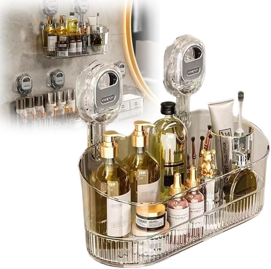 No-Drill Suction Shower Storage Box Organizer