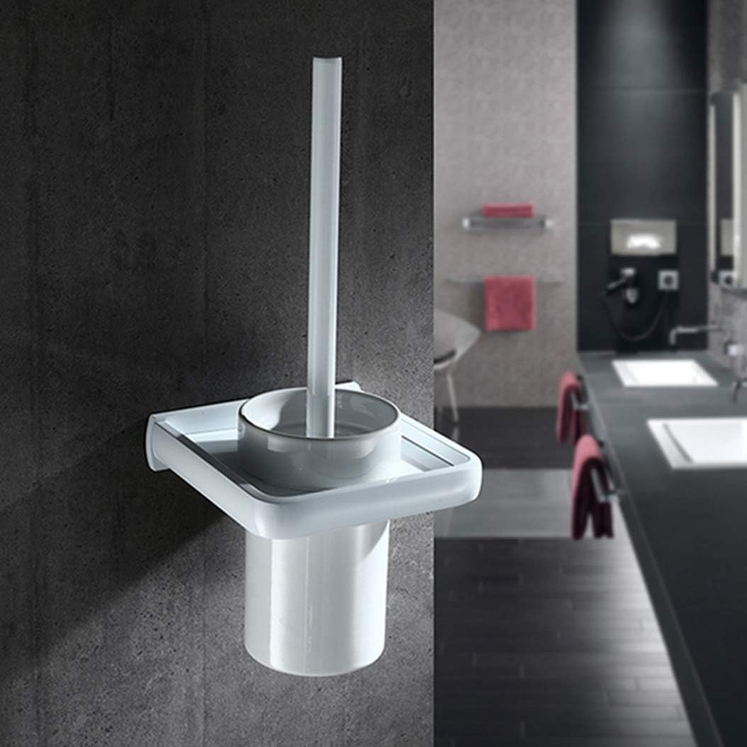 LUDSUY Wall-Mounted Nordic Space Aluminum Toilet Brush Set