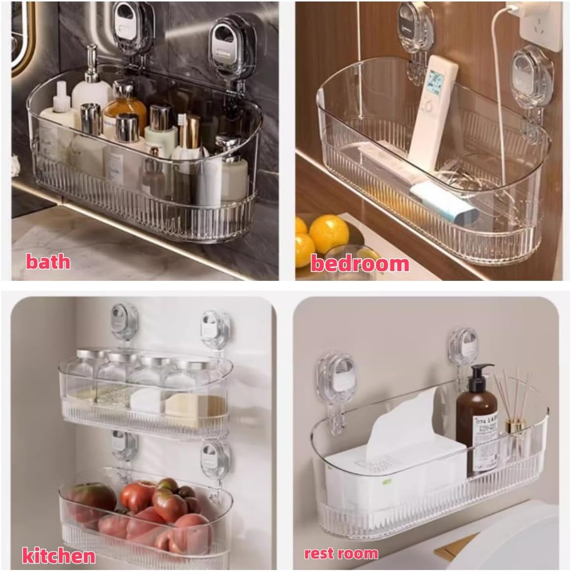 No-Drill Suction Storage Box Large Capacity Heavy Duty
