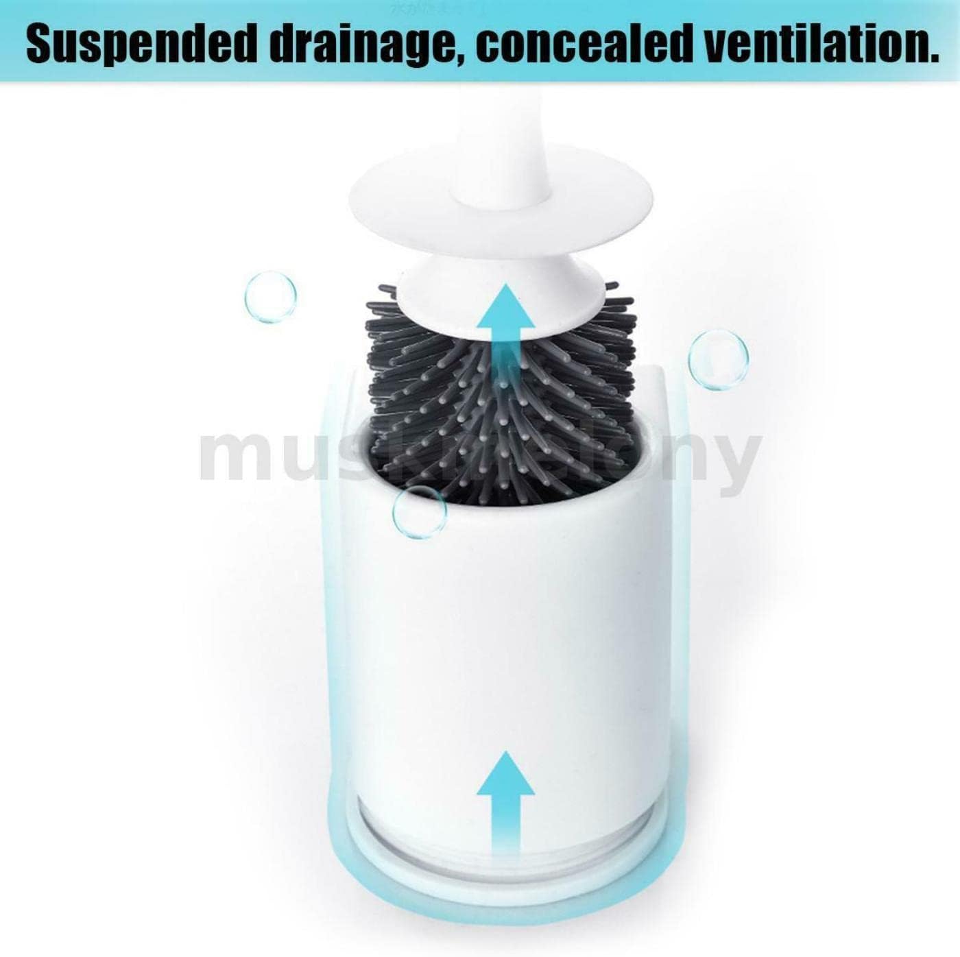 Silicone Toilet Brush with Wall Holder and Bristles