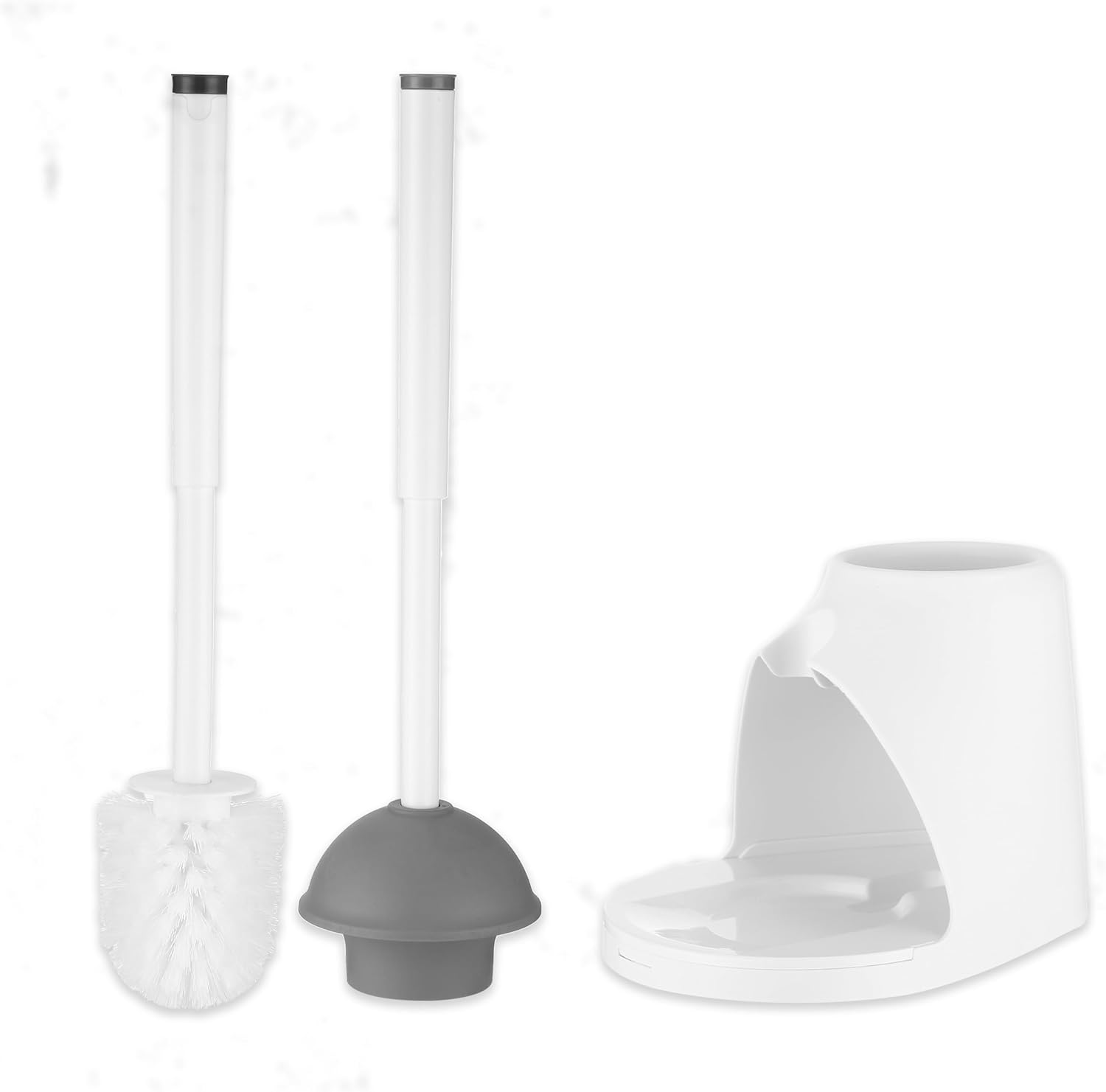 ToiletBuddies Toilet Brush Plunger Set - 2 in 1 Bristle Brush and Holder