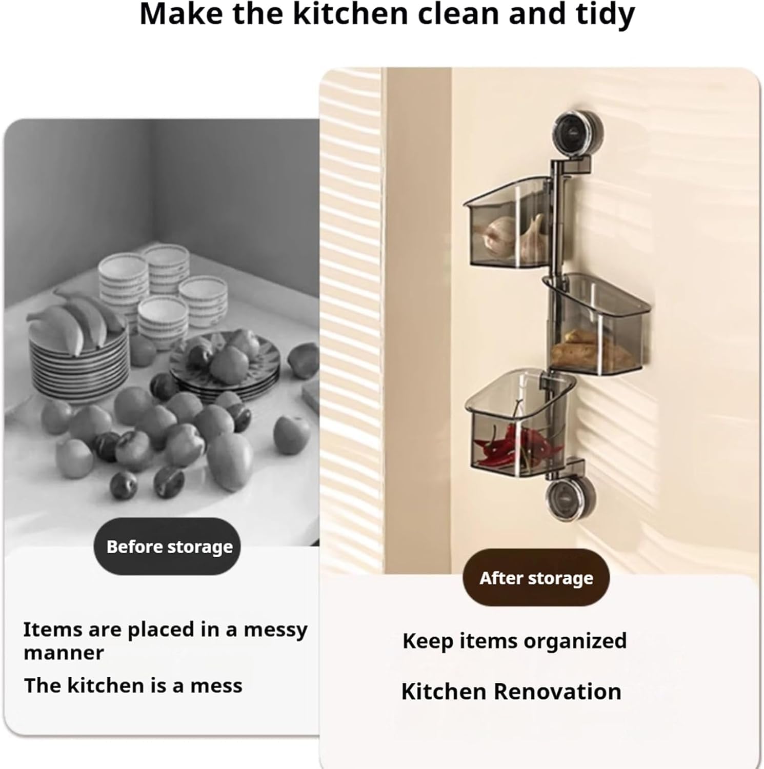 Suction Cup Rotating Storage Rack - Grey 1st Floor