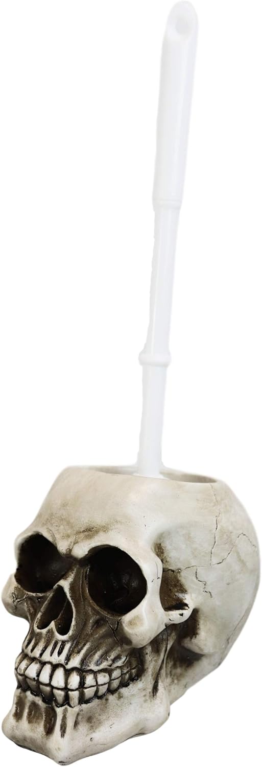 Ebros Gift Ossuary Skull Toilet Brush Set 1