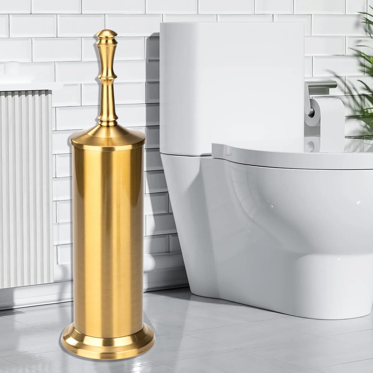 JV Textiles Aged Brass Toilet Brush Set 1