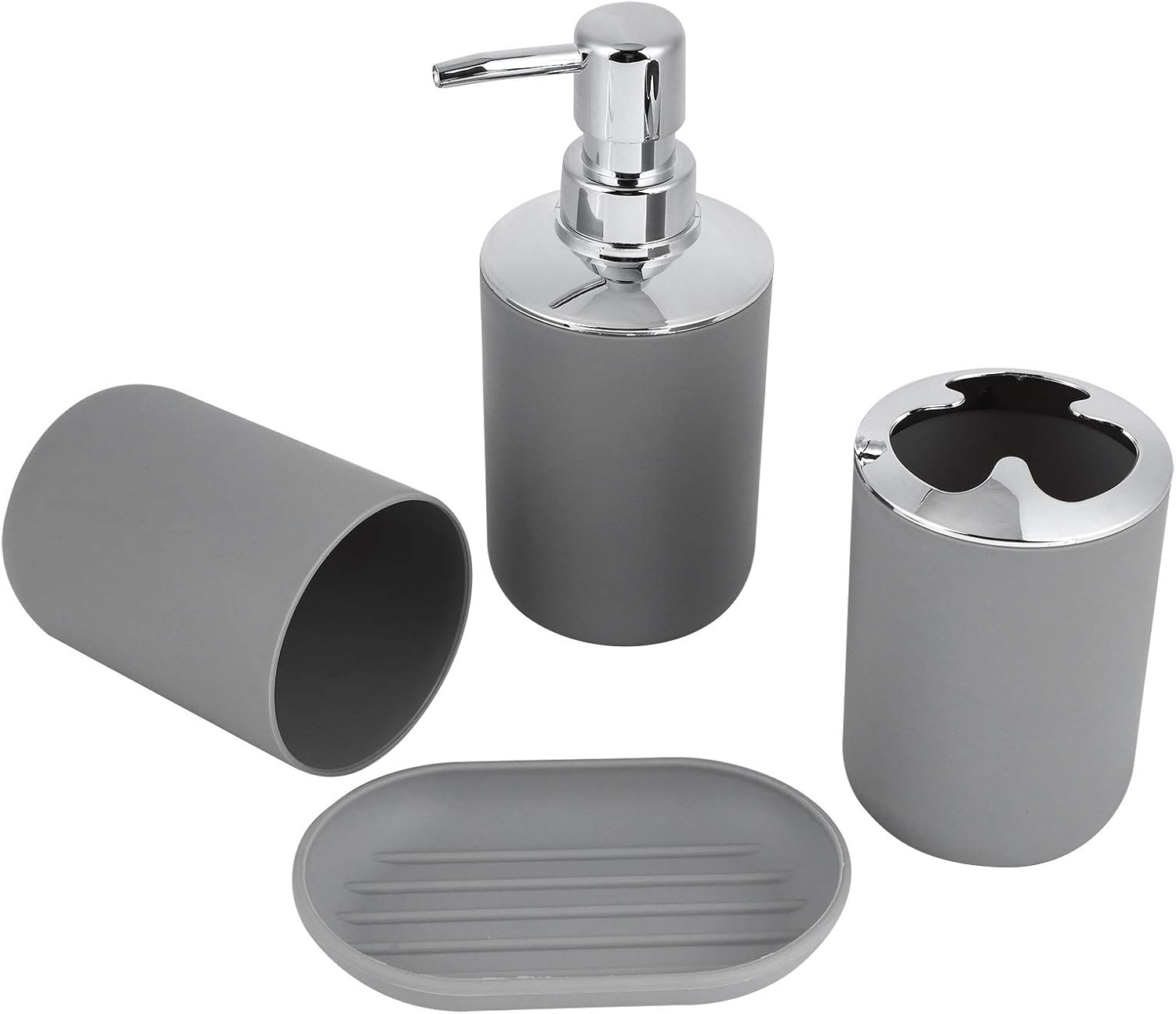 PerGar 4-Piece Bathroom Accessories Set Gray