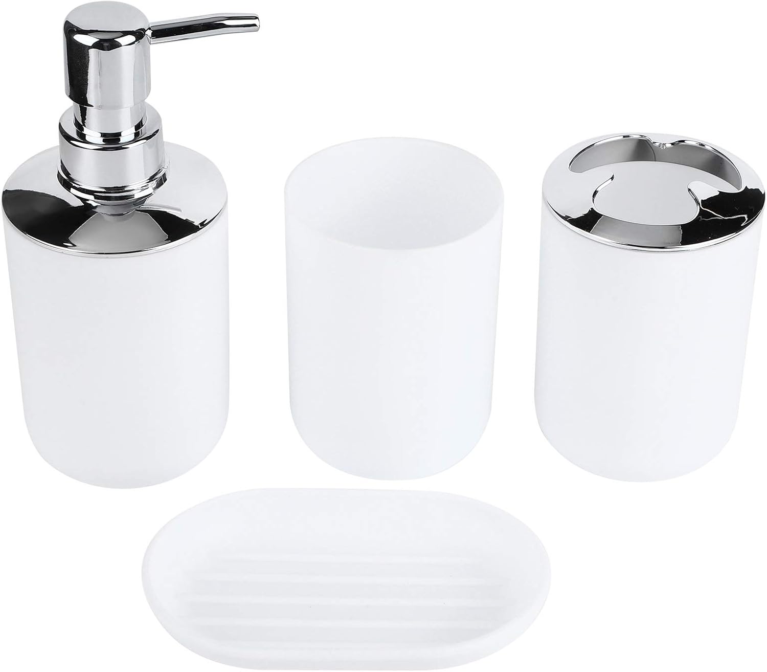 4pcs Modern Bathroom Accessories Set with Soap Dispenser and Storage Cups