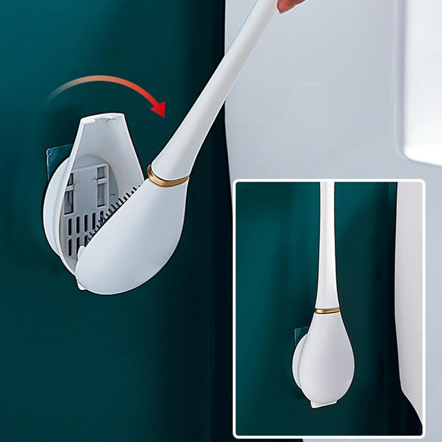 Eioflia Toilet Brush with Holder Wall-Mounted and Quick Drying