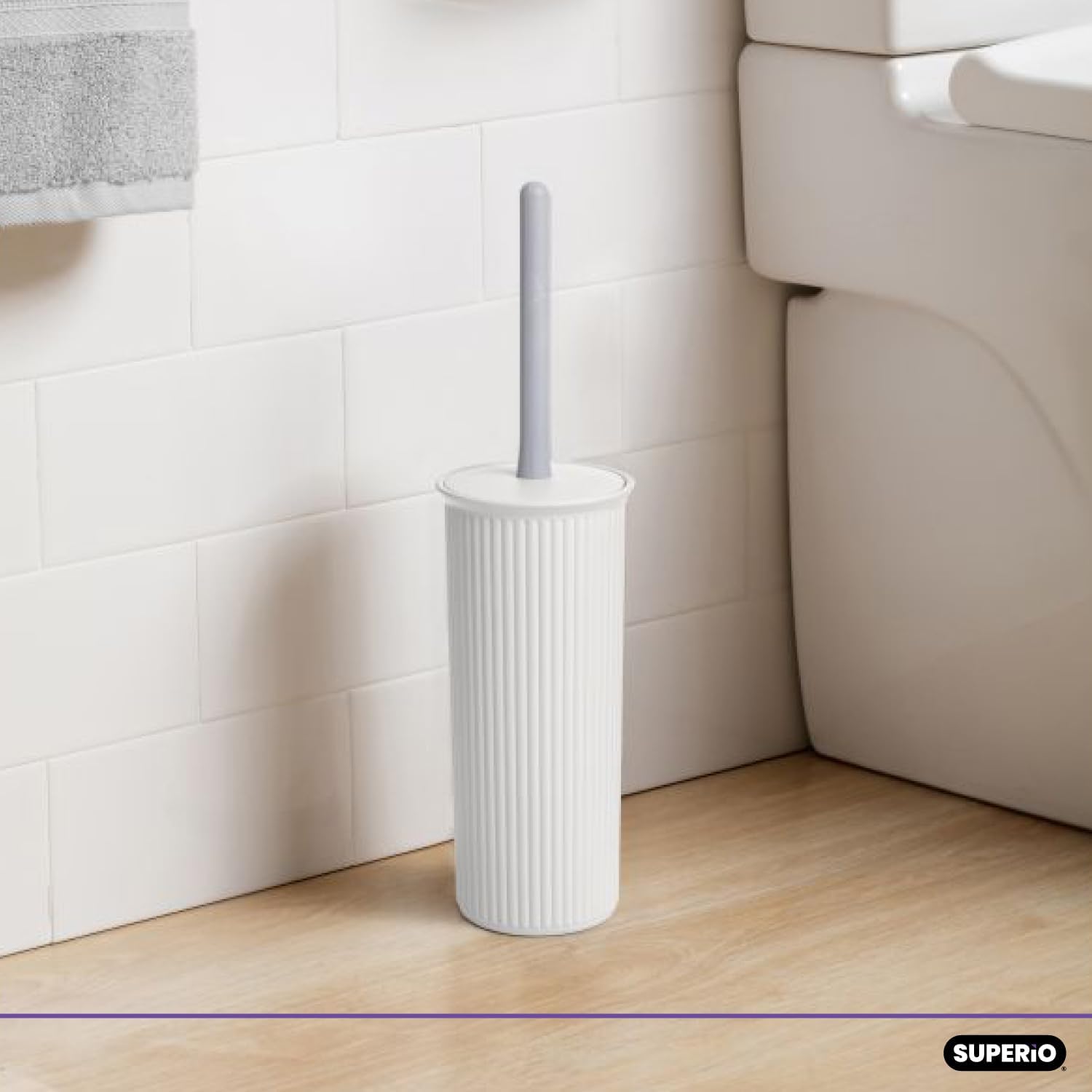 Superio Decorative Toilet Brush Set White 2 Pack