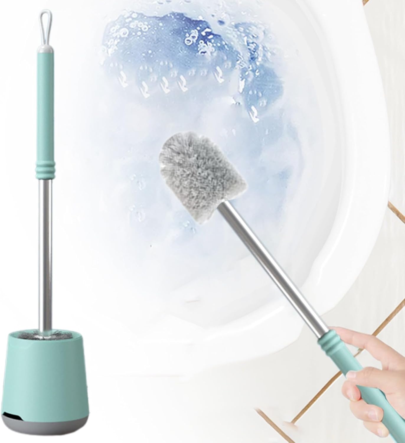YIYIYD Toilet Brush with Covered Holder and Long Handle